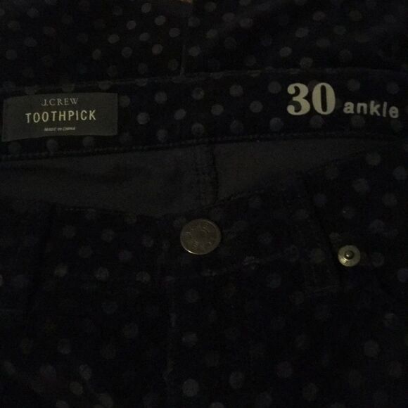 J. Crew Toothpick jean in velvet dot Sz 30 Ankle - Picture 4 of 6